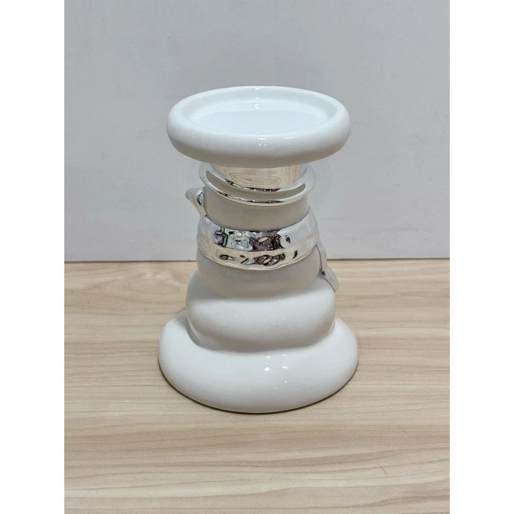 Bath & Body Works Ceramic SNOWMAN Mini Pedestal Candle Holder - Picture 4 of 10